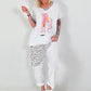T-shirt with shoe print and glitter details - white-pink