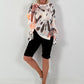 Oversized Batik Leinen Shirt - weiss-neonorange-dunkelbraun