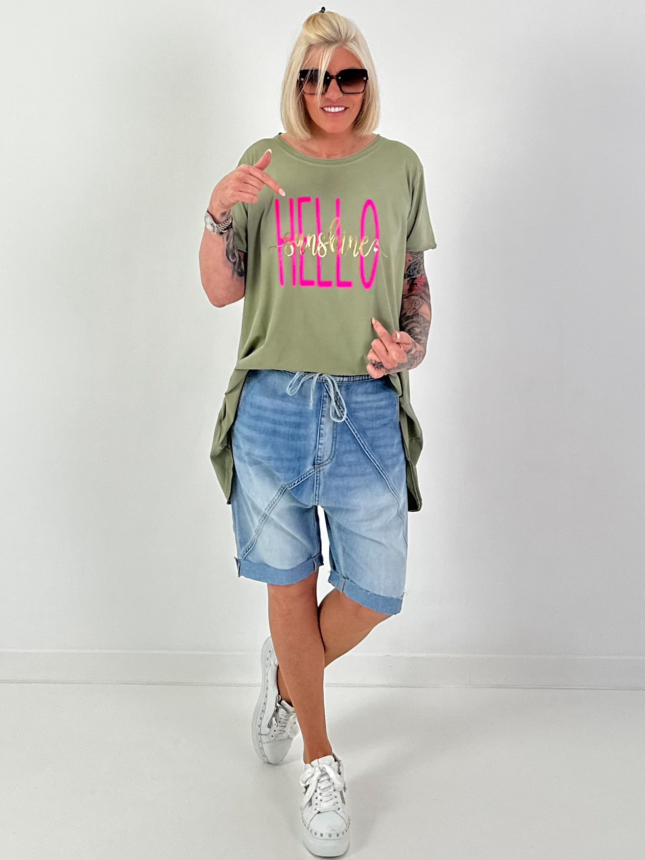 Long T-Shirt Hello Sunshine - khaki