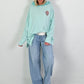 Oversized hoodie with lace hood - mint