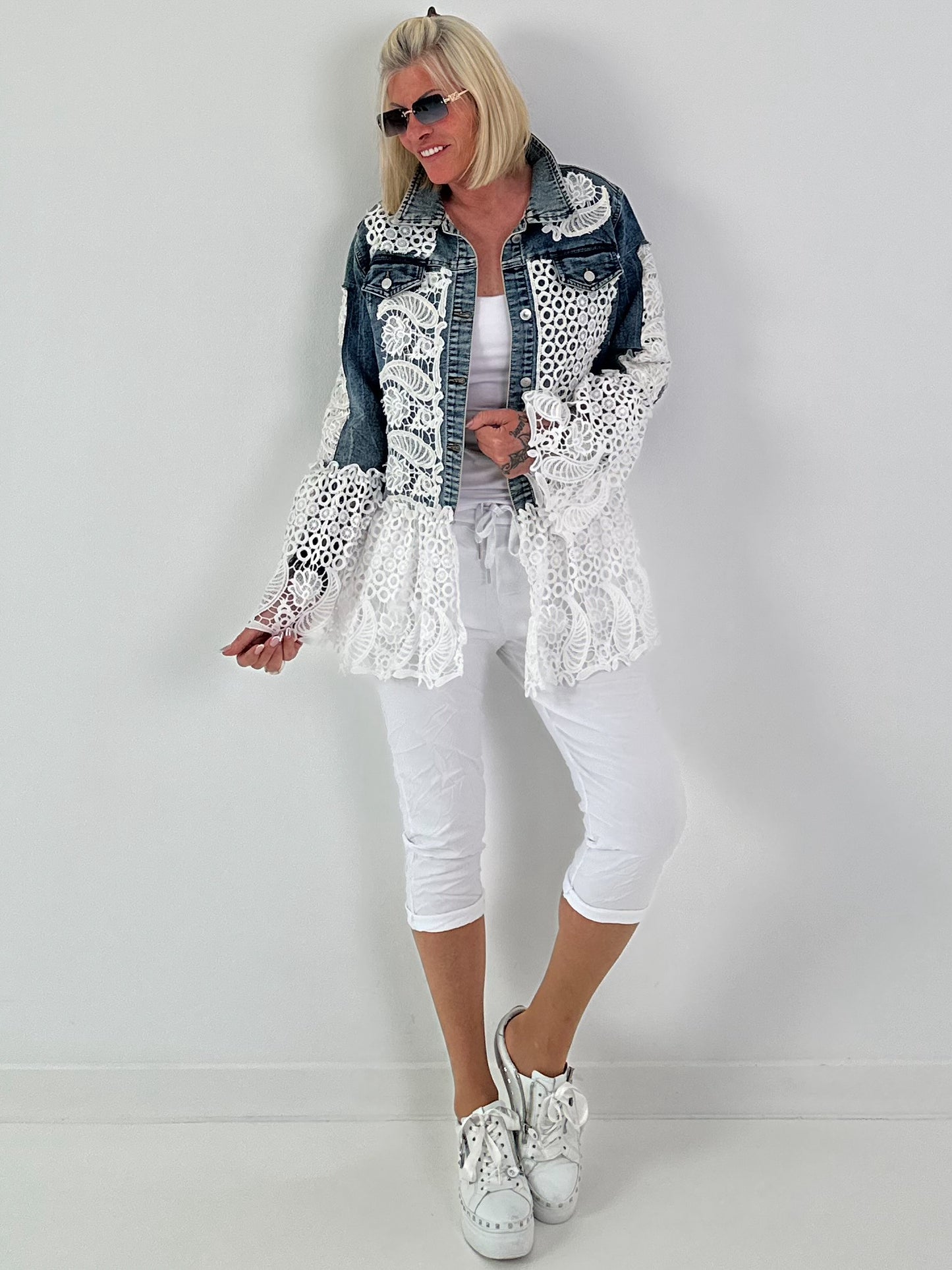 Ibiza Jeansjacke mit aufwendigen  Details - denim-weiss
