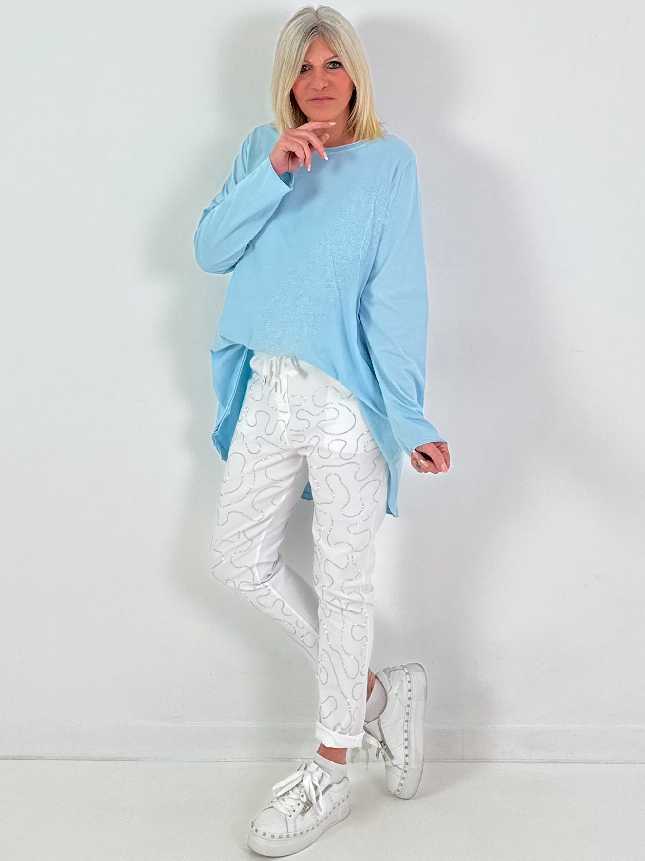 Oversized Shirt "Modell "Easy Flow" - hellblau