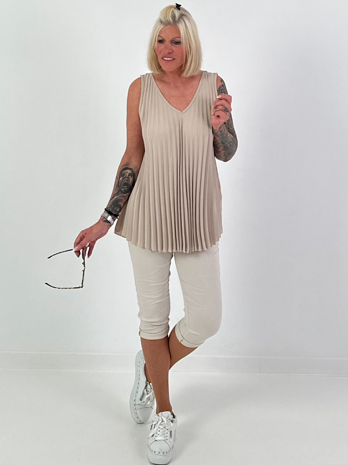 Pleated Top - Beige