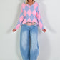 Sweater im Rautenmuster - candy-hellblau