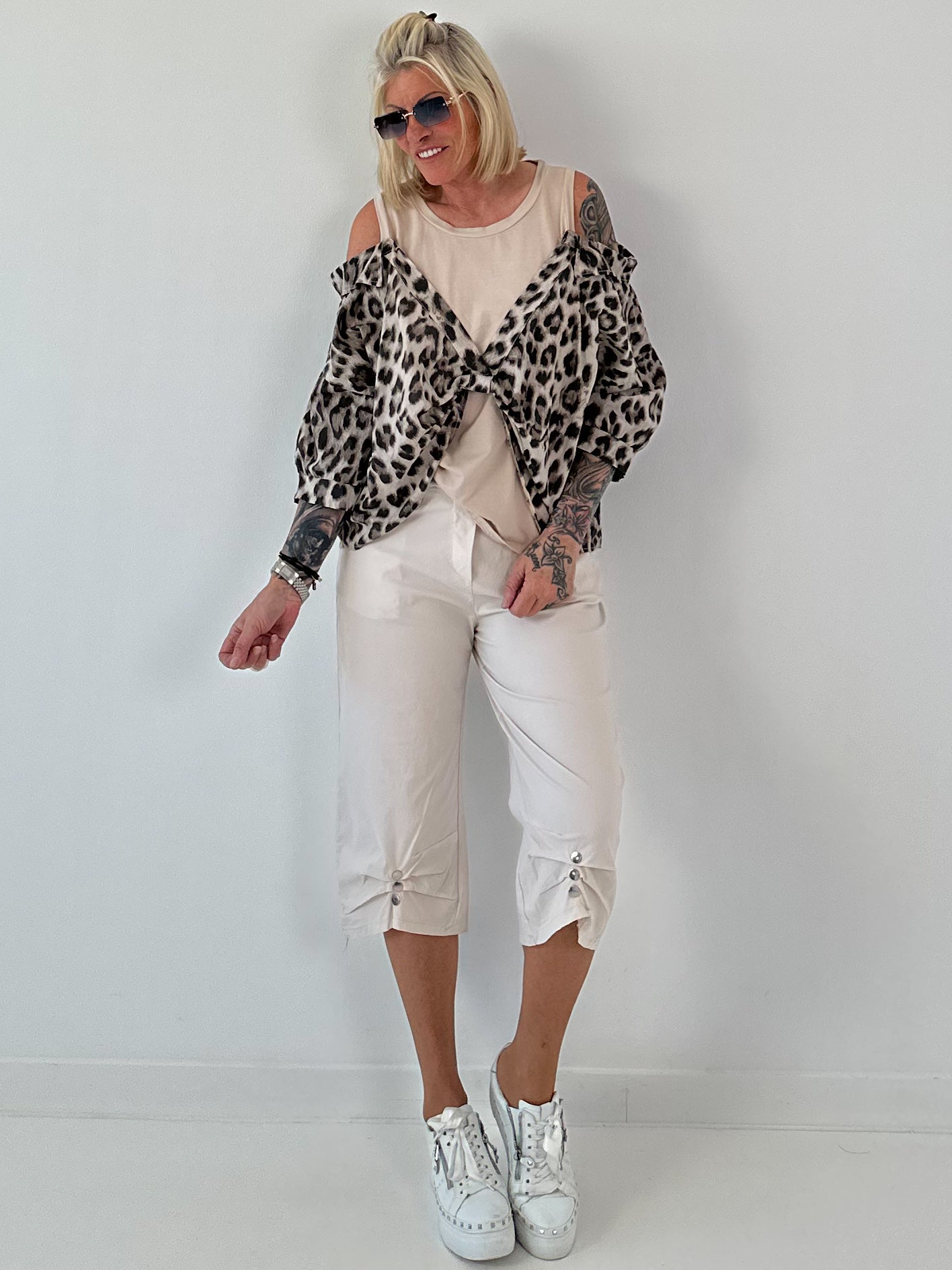 Tunika mit integrierten Top - Leo beige