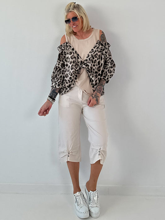 Tunika mit integrierten Top - Leo beige