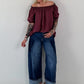 Carmen Tunika mit halben Arm  - berry