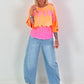 Cropped Sweater Happiness - neon orange