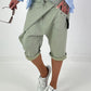 Kurze Baggy mit kleinen Ösen-Details - khaki
