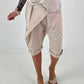 Short baggy shorts with overlap - beige