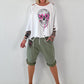 Oversized Shirt mit Cut Outs und Skull - weiss