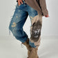 Jogg-Jeans im used Look Royal Leopard - denim