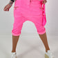 Kurze Baggy mit Zipper Details - neonpink