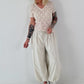 Spitzen Shirt mit V-Neck - beige