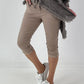 Capri Hose mit Bindeband - taupe