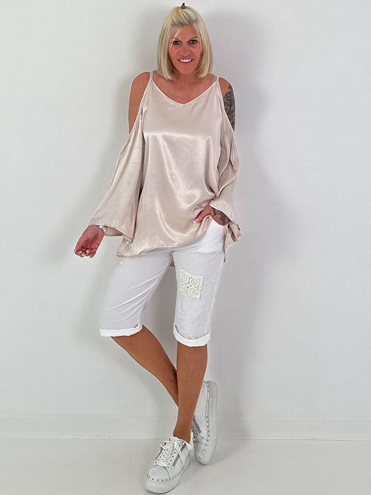 Satin-look tunic - beige