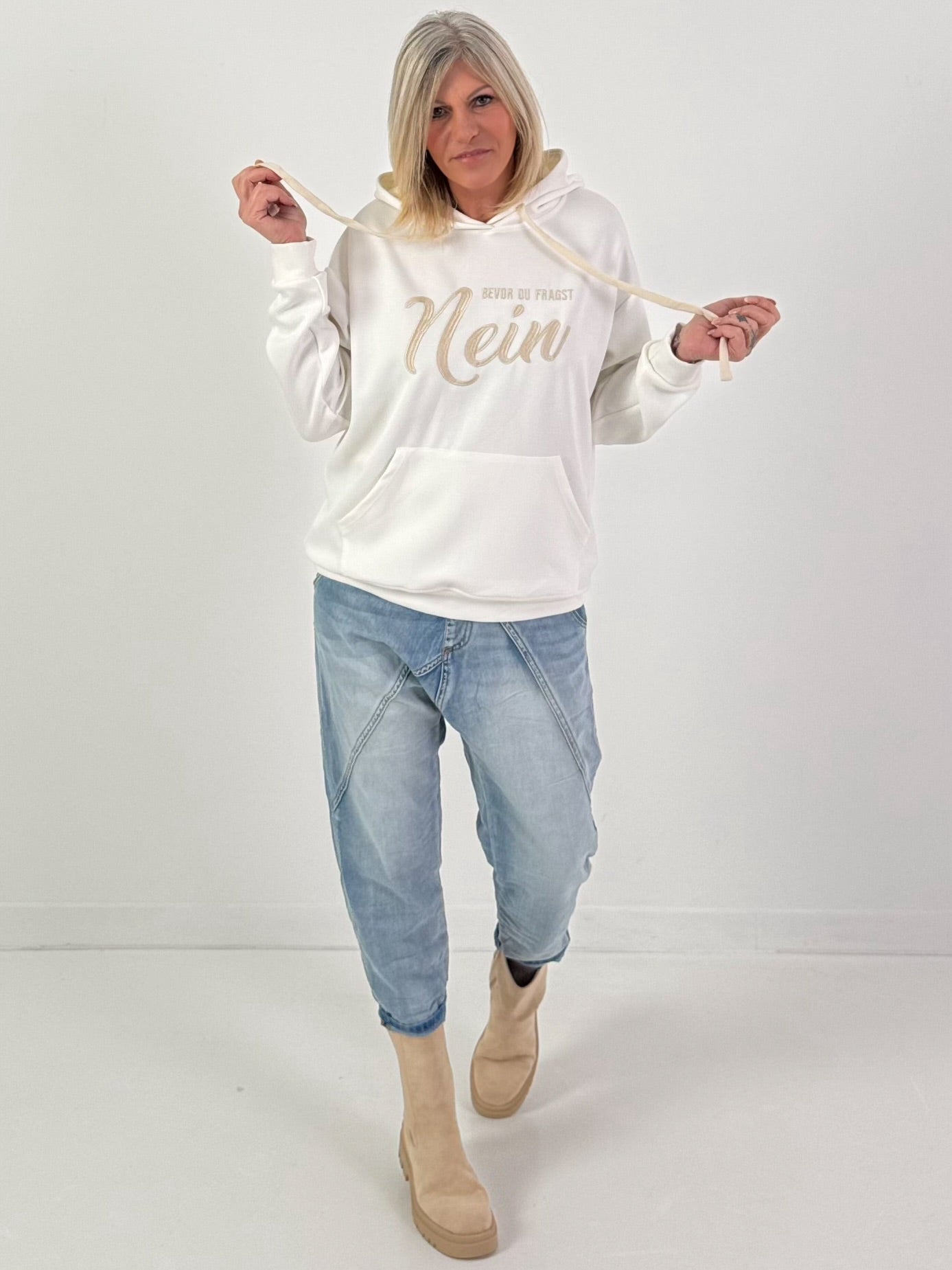 Hoodie Modell "Bevor du fragst...NEIN!" - ecru