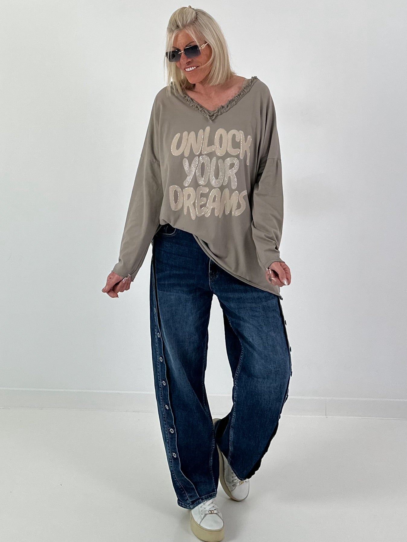 Oversized Shirt Unlock Your Dreams - Taupe