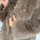 Faux fur jacket - taupe