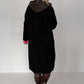 Coat with teddy curl look and neon accents - black