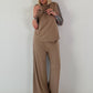 Two-piece set with bow detail - taupe