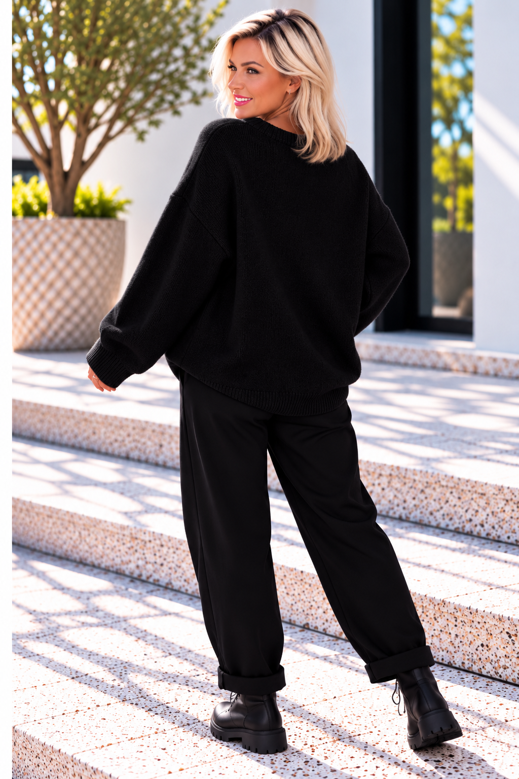 Cozy Club Amour Sweater - Black/Beige