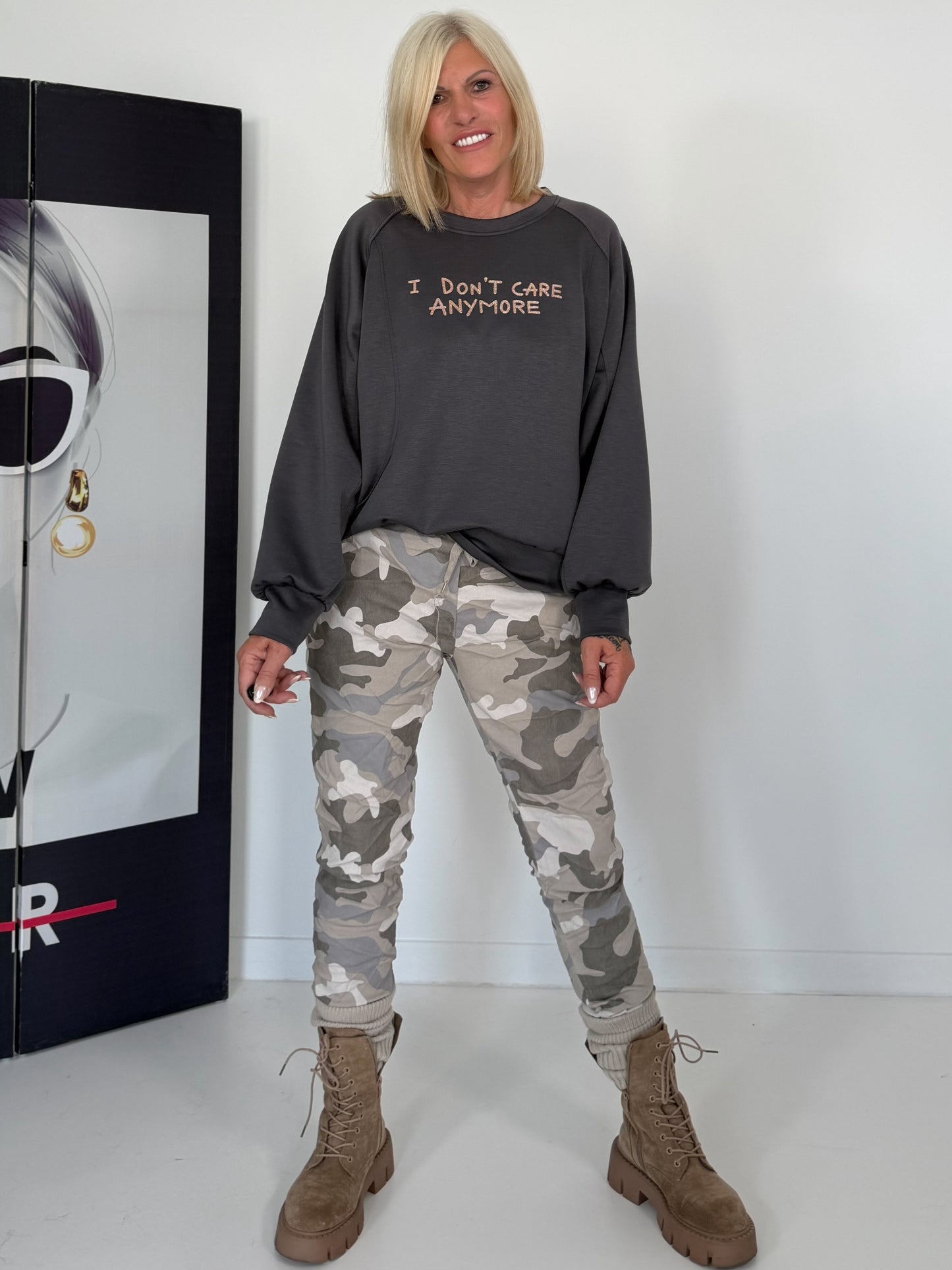 Sweater I Don´t Care Anymore - anthrazit
