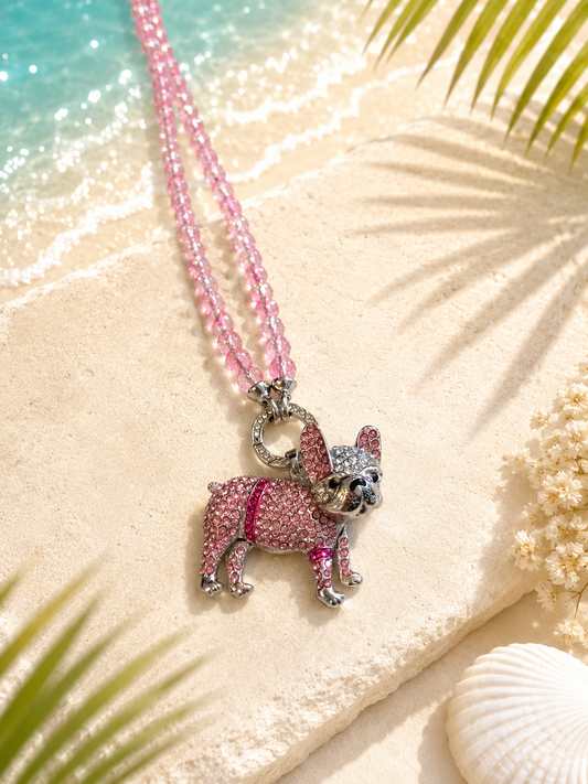 French Bulldog Necklace - Pink