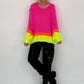 Pullover mit V-Ausschnitt - neonpink-mehrfarbig