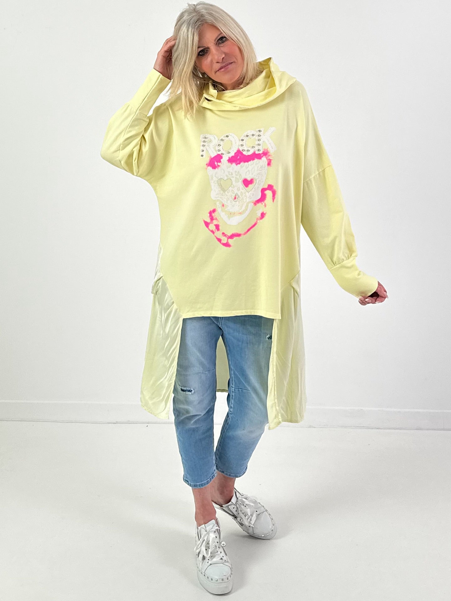 Hoodie Modell "Sparkle Skull" - gelb