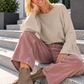 Sweater with trumpet sleeves - taupe