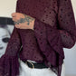 Mesh Shirt mit Punkten und Volantärmeln - burgundi