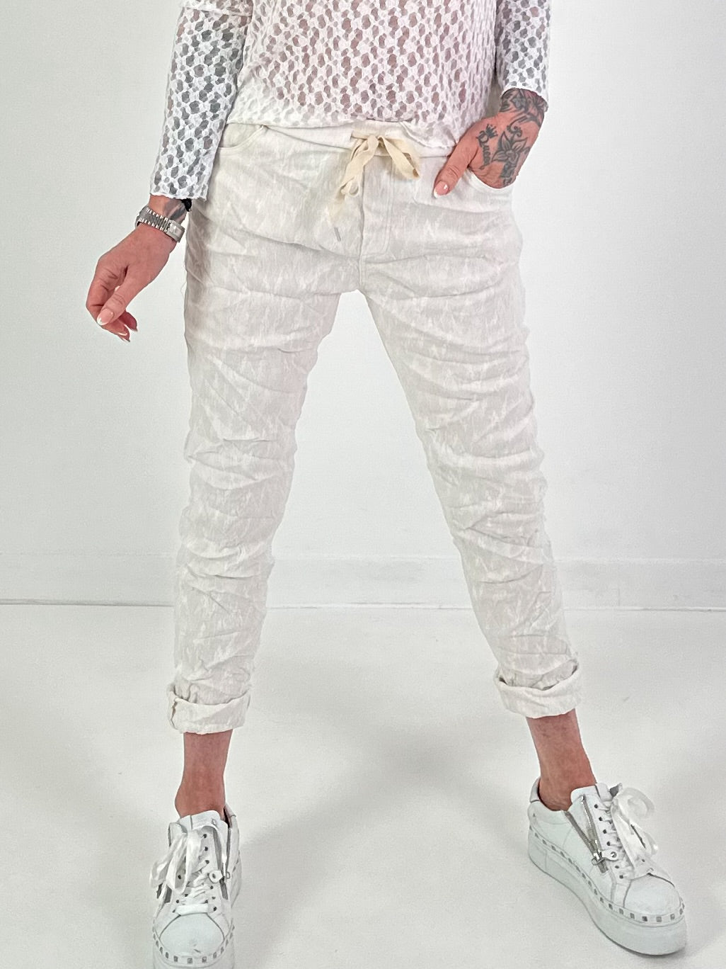 Hose mit Muster - beige