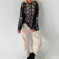 Stylisches oversized Spitzenshirt mit Details Skull - schwarz