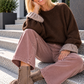 Sweater with ruffled cuffs - mocha taupe