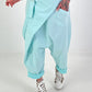 Baggy trousers with wrap - turquoise