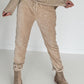 Hose in Knit-Look mit elastischem Bund - beige