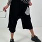 Kurze Leinen Baggy mit Überwurf und Paillettendetails - schwarz