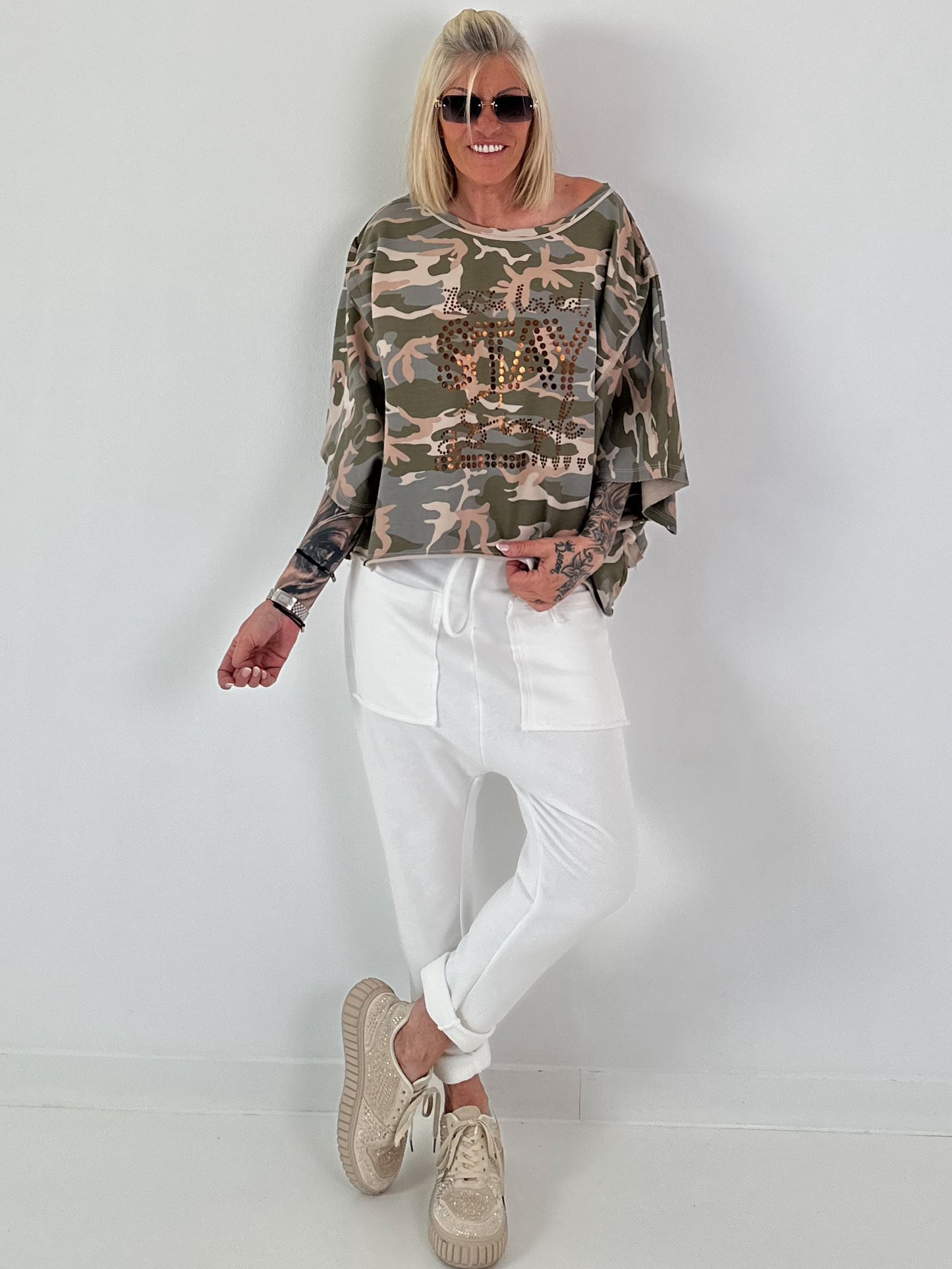 Oversized Sweater mit halben Arm - camouflage
