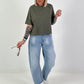 T-shirt with seam details - khaki