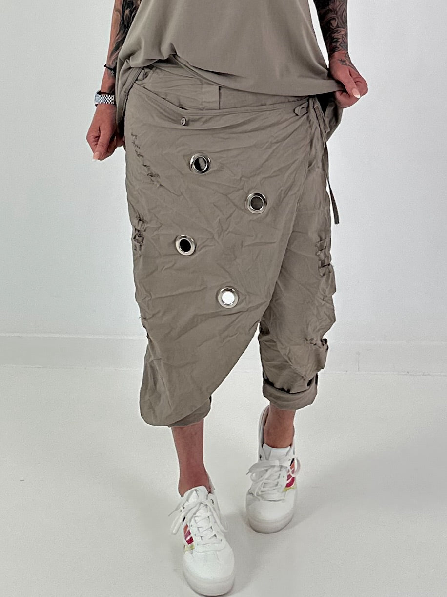 Stylische Hose im Knit-Look - taupe