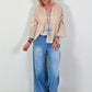 Bluse mit floralen Häkeleinsätzen - beige