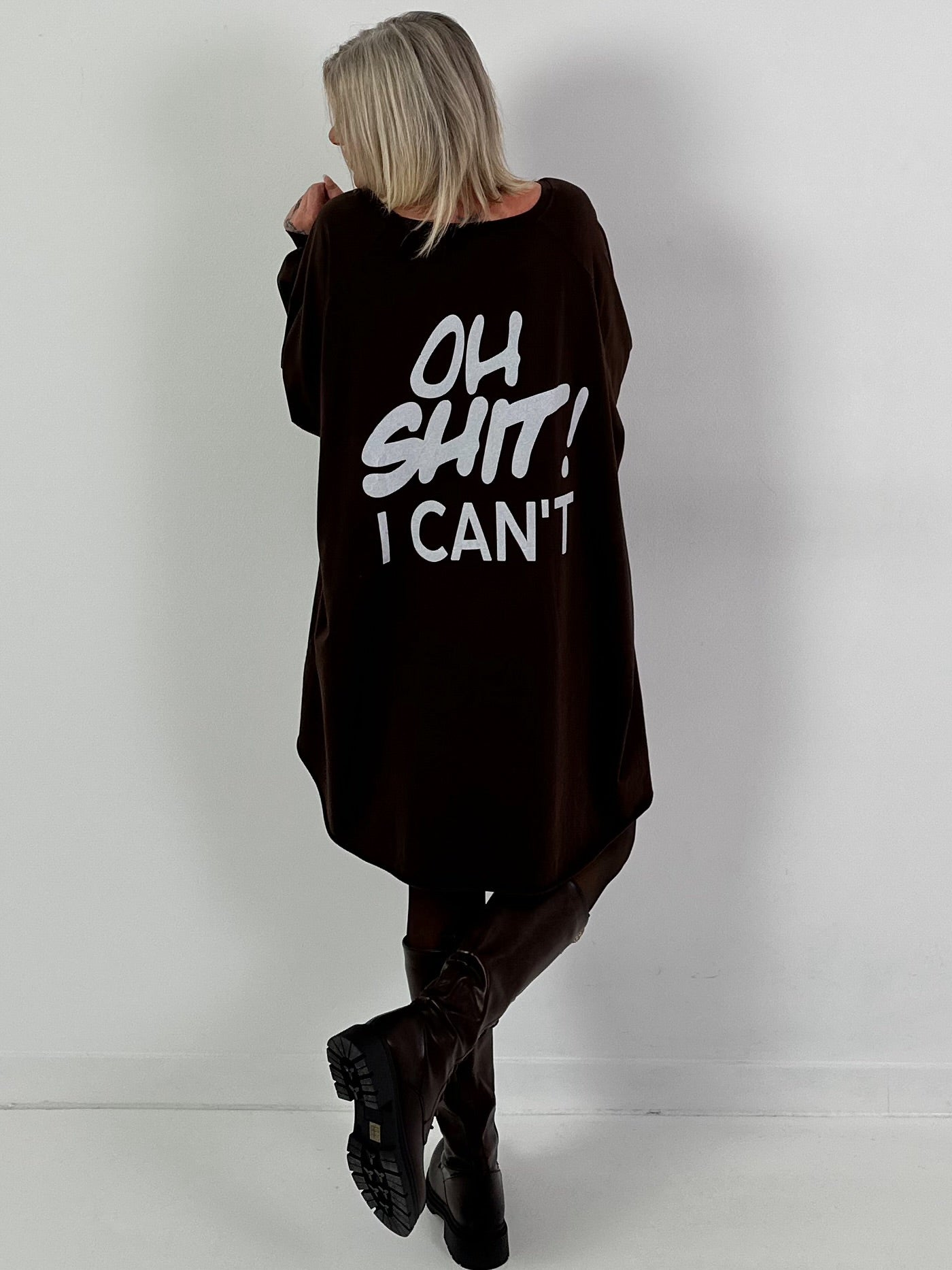 Oversized shirt model "KEEP CALM" - coffee