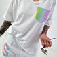 T-Shirt mit Glitzer-Patch - weiss