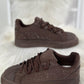 Sneakers with rhinestone trim - brown