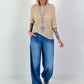 Häkelpulli mit eingearbeiteten Pailletten - beige