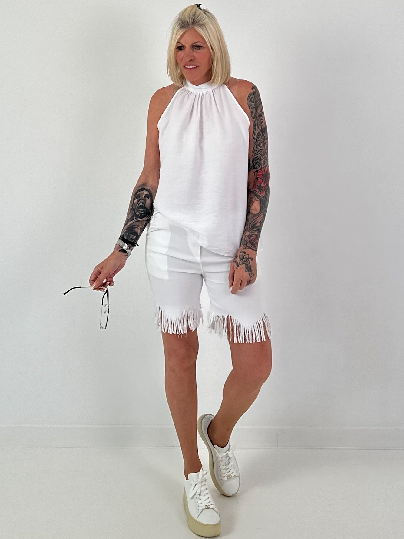 Neckholder Top - weiss
