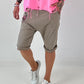 Kurze Baggy mit breiten Nähten - taupe