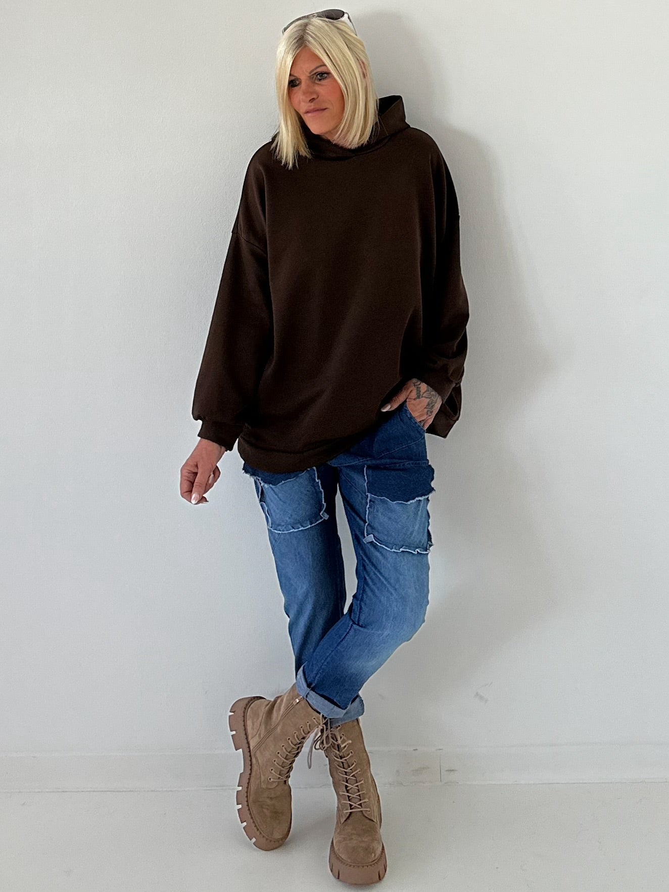 Jeans mit elastischem Bund und Patten - denim