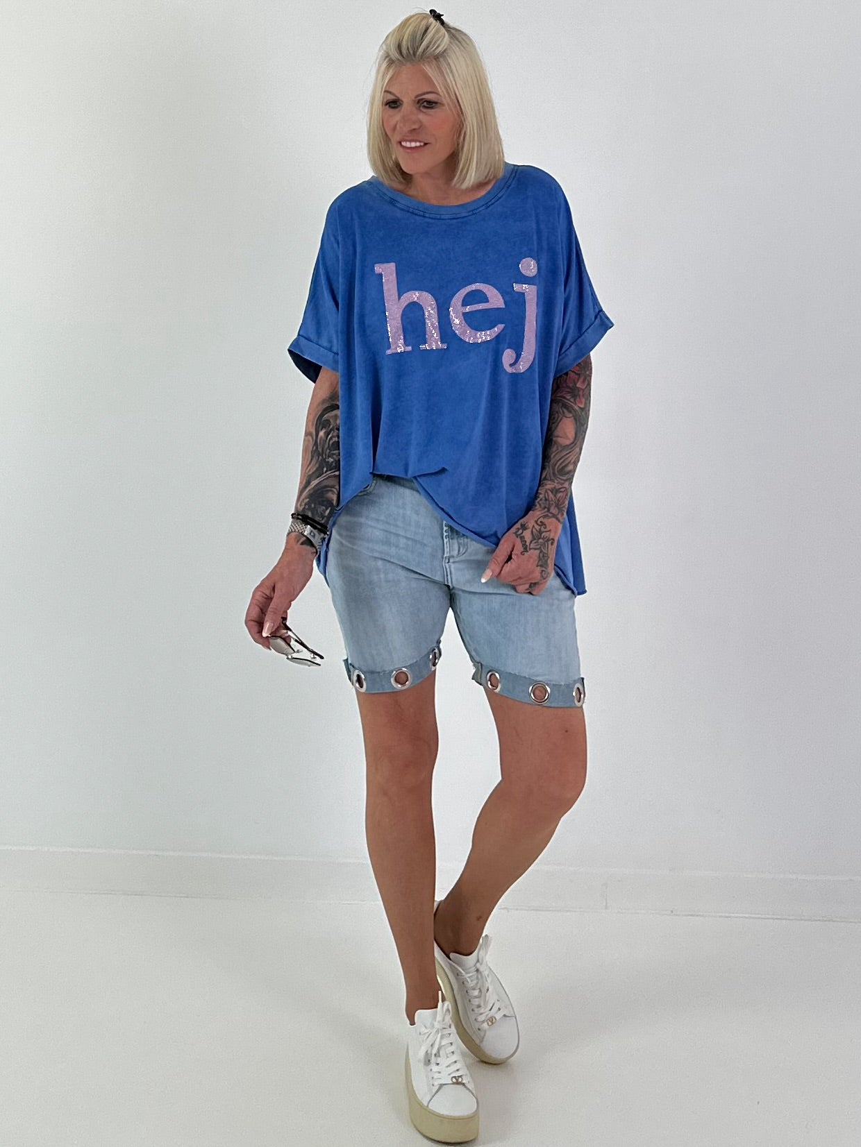 T-Shirt Hej - royalblau
